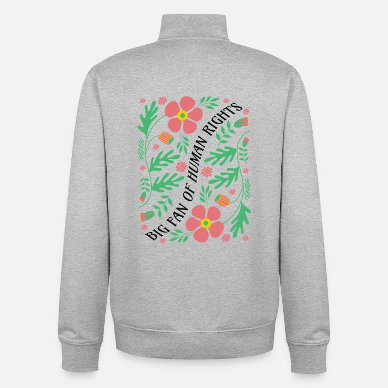 Blütenranke mit Menschrechte Statement - Unisex Organic Zip Sweatshirt von Stanley/Stella - Grau meliert