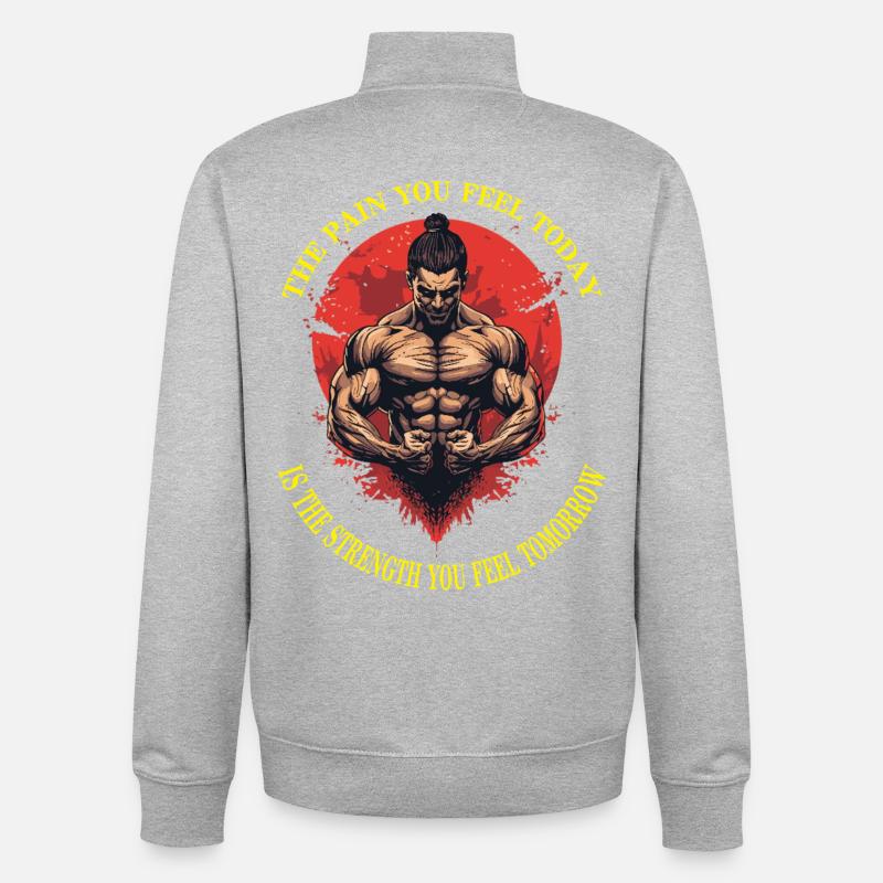 Pain-Strength - Unisex Organic Zip Sweatshirt by Stanley/Stella - heather grey