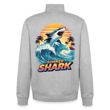 Sommer Hai - Unisex Organic Zip Sweatshirt von Stanley/Stella - Grau meliert - Hinten - AI Model Male 185 light (185cm)