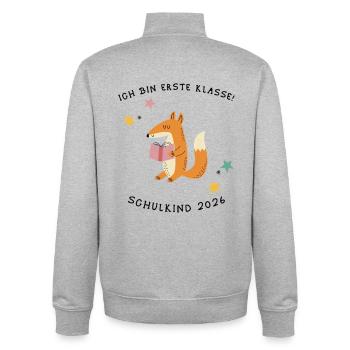 Schulkind 2026 Shirt Geschenk - Unisex Organic Zip Sweatshirt von Stanley/Stella - Grau meliert - Hinten - AI Model Male 185 light (185cm)