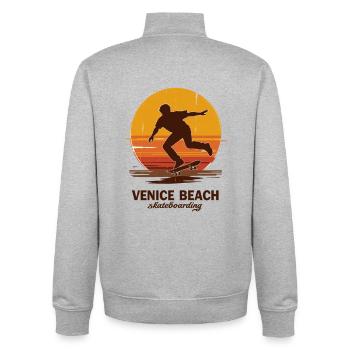 Venice Beach Sunset Skateboarder - Unisex Organic Zip Sweatshirt by Stanley/Stella - heather grey - Back - AI Model Male 185 light (185cm)