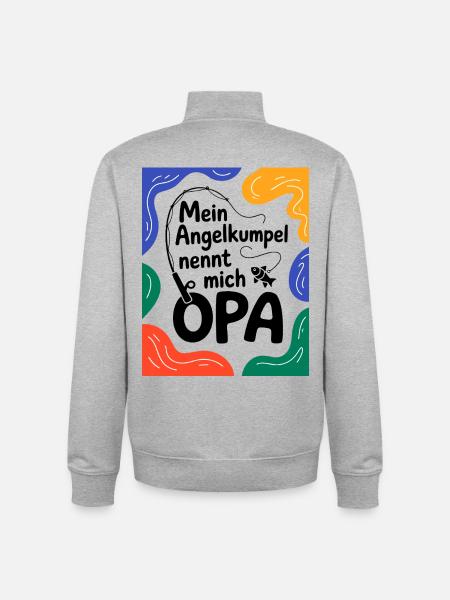 Angeln mit Opa - Unisex Organic Zip Sweatshirt von Stanley/Stella - Grau meliert