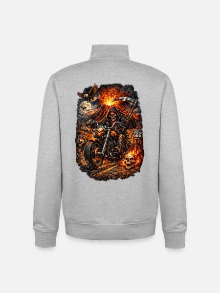 skeleton biker - Unisex Organic Zip Sweatshirt by Stanley/Stella - heather grey