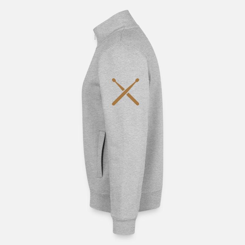 Cross drumsticks with drum pattern - Unisex Organic Zip Sweatshirt by Stanley/Stella - heather grey