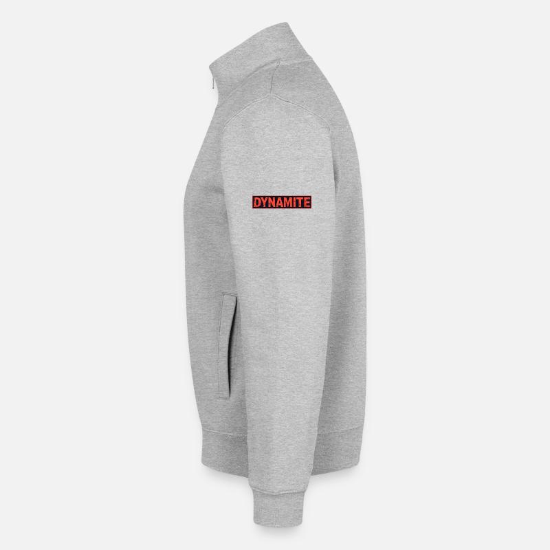 Dynamite affiche grunge rouge - Sweat zippé unisexe en coton bio Stanley/Stella - gris chiné