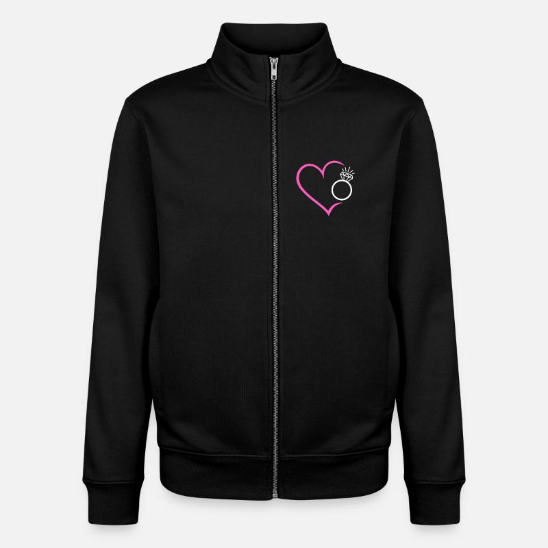 Herz mit Diamantring Ehering Ring Hochzeit Braut - Unisex Organic Zip Sweatshirt von Stanley/Stella - Schwarz
