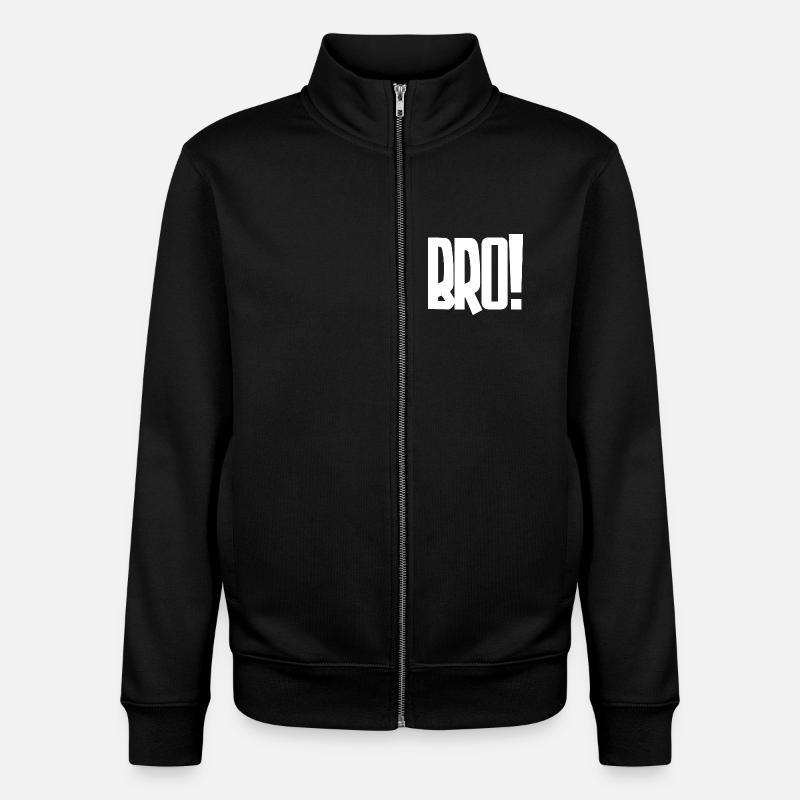 Bro! Großes Blockbuchstaben-Statement - Unisex Organic Zip Sweatshirt von Stanley/Stella - Schwarz