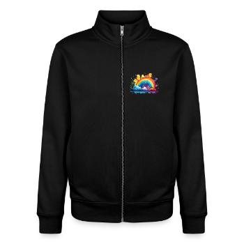Dein Regenbogen - Unisex Organic Zip Sweatshirt von Stanley/Stella - Schwarz - Vorne - AI Model Female 172 light (172cm) & AI Model Male 185 light (185cm)