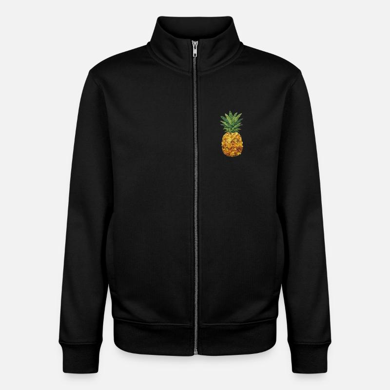Embroidered pineapple tropical fruit design (printed) - Unisex Organic Zip Sweatshirt by Stanley/Stella - black