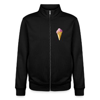 Glace dans un cornet - Sweat zippé unisexe en coton bio Stanley/Stella - noir - Devant - AI Model Female 172 light (172cm) & AI Model Male 185 light (185cm)