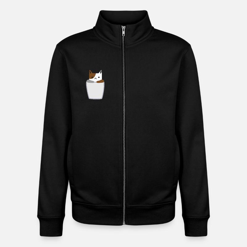 Brusttasche mit Katze - Unisex Organic Zip Sweatshirt von Stanley/Stella - Schwarz