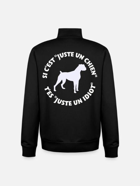 Boxer pas juste un chien - Sweat zippé unisexe en coton bio Stanley/Stella - noir