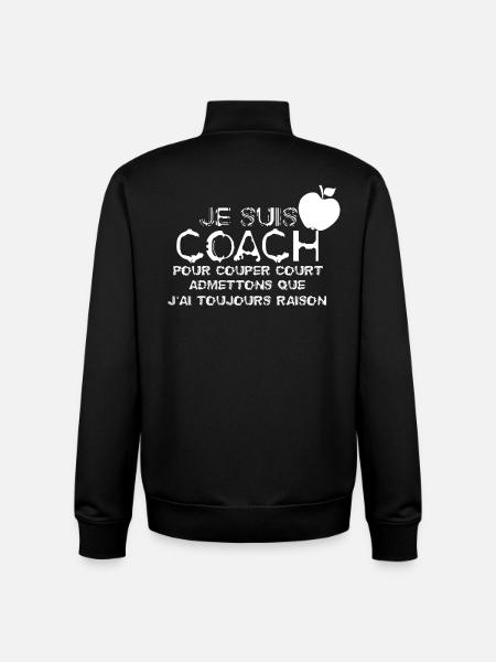 Je suis Coach - Sweat zippé unisexe en coton bio Stanley/Stella - noir