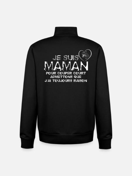 Je suis Maman - Sweat zippé unisexe en coton bio Stanley/Stella - noir