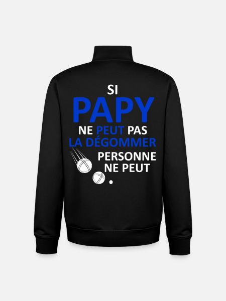 Papy peut la dégommer - Sweat zippé unisexe en coton bio Stanley/Stella - noir