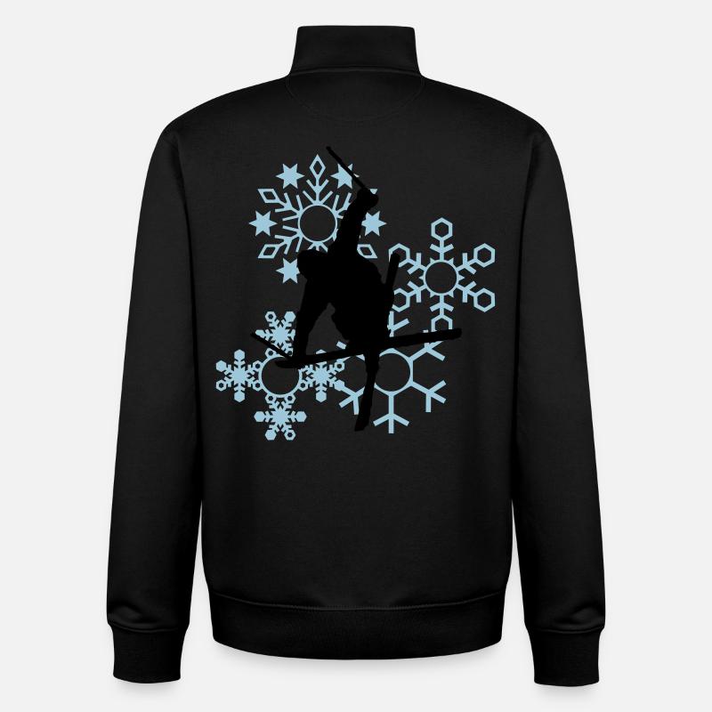 Skier mit Schneeflocken - Unisex Organic Zip Sweatshirt von Stanley/Stella - Schwarz