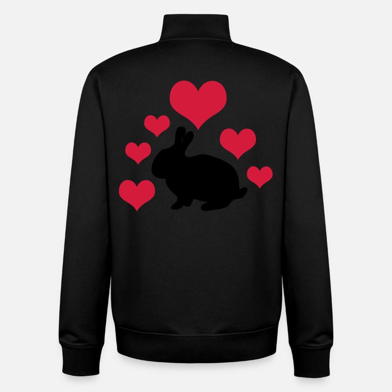 Hase mit 6 Herzen 2 - Unisex Organic Zip Sweatshirt von Stanley/Stella - Schwarz