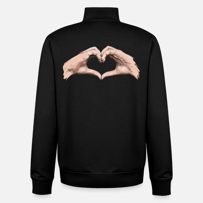 Hands heart - Sweat zippé unisexe en coton bio Stanley/Stella - noir