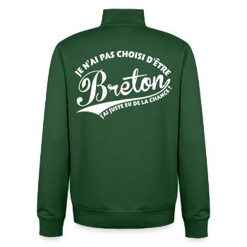 Breton chanceux - Sweat zippé unisexe en coton bio Stanley/Stella - vert bouteille - Dos - AI Model Male 185 dark (185cm)