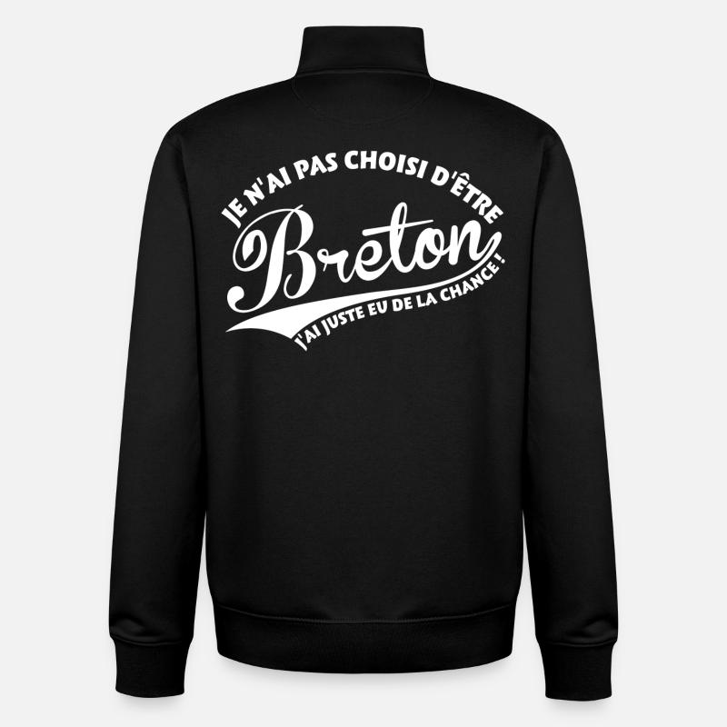 Breton chanceux - Sweat zippé unisexe en coton bio Stanley/Stella - noir