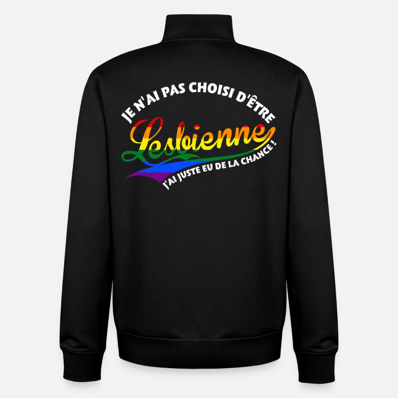 Lesbienne chanceuse - Sweat zippé unisexe en coton bio Stanley/Stella - noir