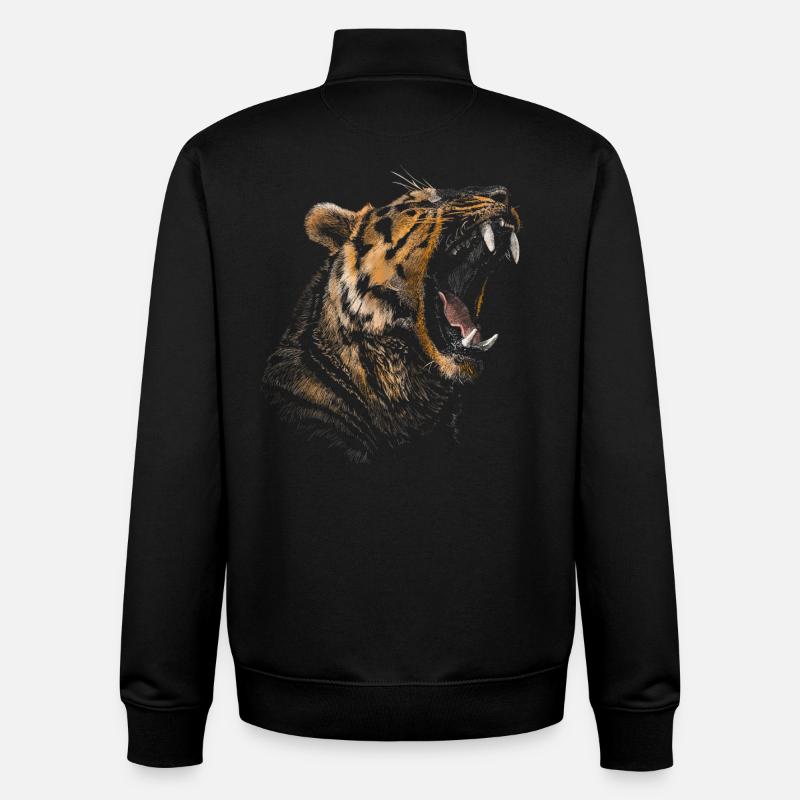 Tiger - Sweat zippé unisexe en coton bio Stanley/Stella - noir