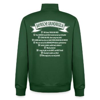 Bayrische Grundregeln - Unisex Organic Zip Sweatshirt von Stanley/Stella - Flaschengrün - Hinten - AI Model Male 185 dark (185cm)