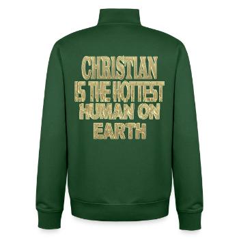 Christian - Unisex Organic Zip Sweatshirt von Stanley/Stella - Flaschengrün - Hinten - AI Model Male 185 dark (185cm)