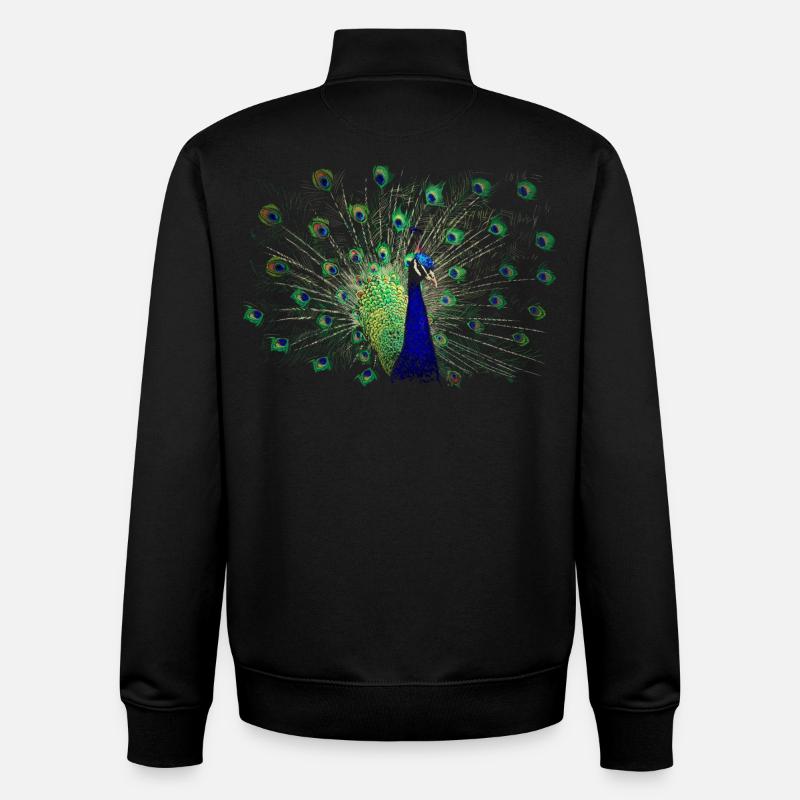 Peacock - Sweat zippé unisexe en coton bio Stanley/Stella - noir