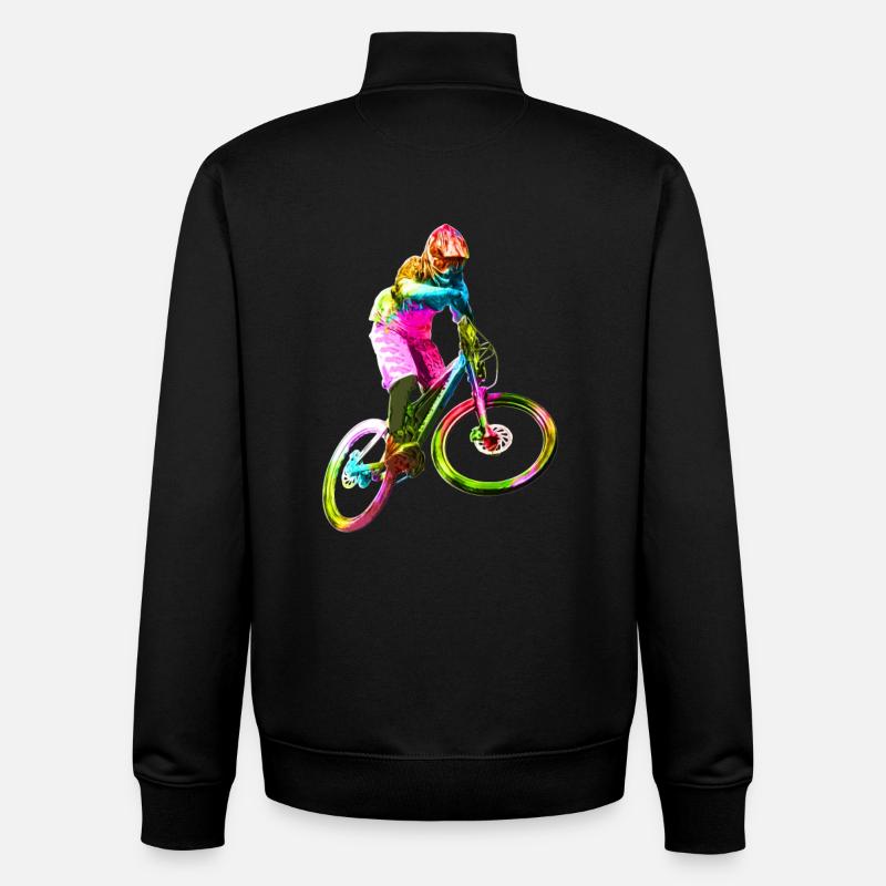 Bunter Downhiller - Sweat zippé unisexe en coton bio Stanley/Stella - noir