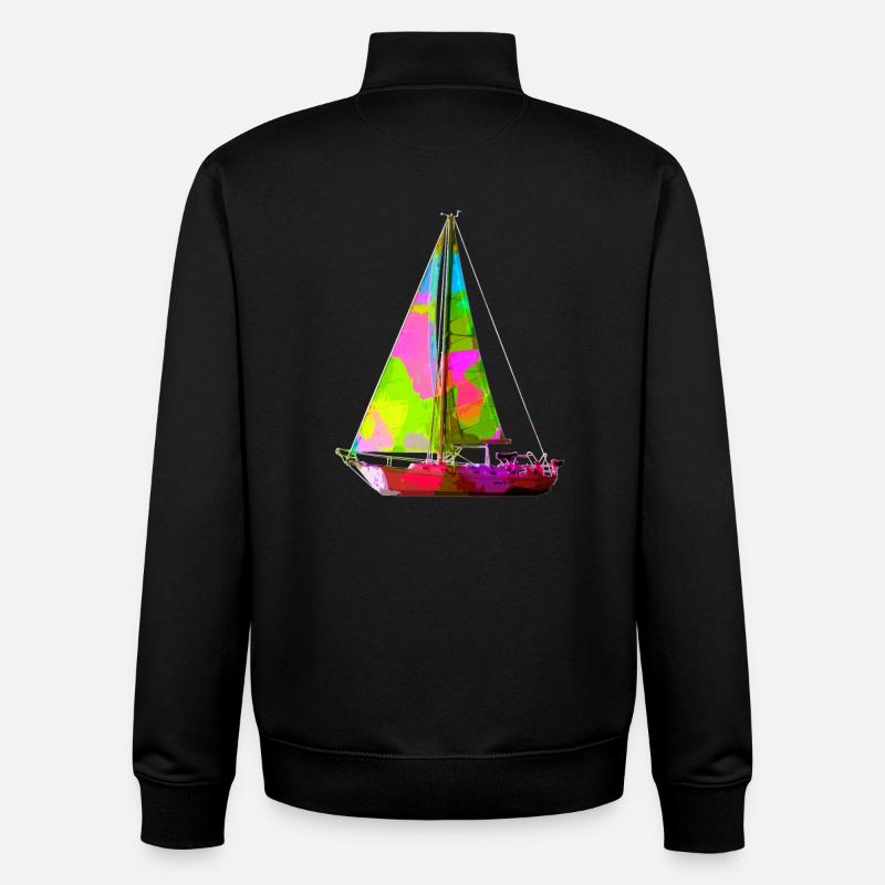Buntes Segelboot - Unisex Organic Zip Sweatshirt von Stanley/Stella - Schwarz