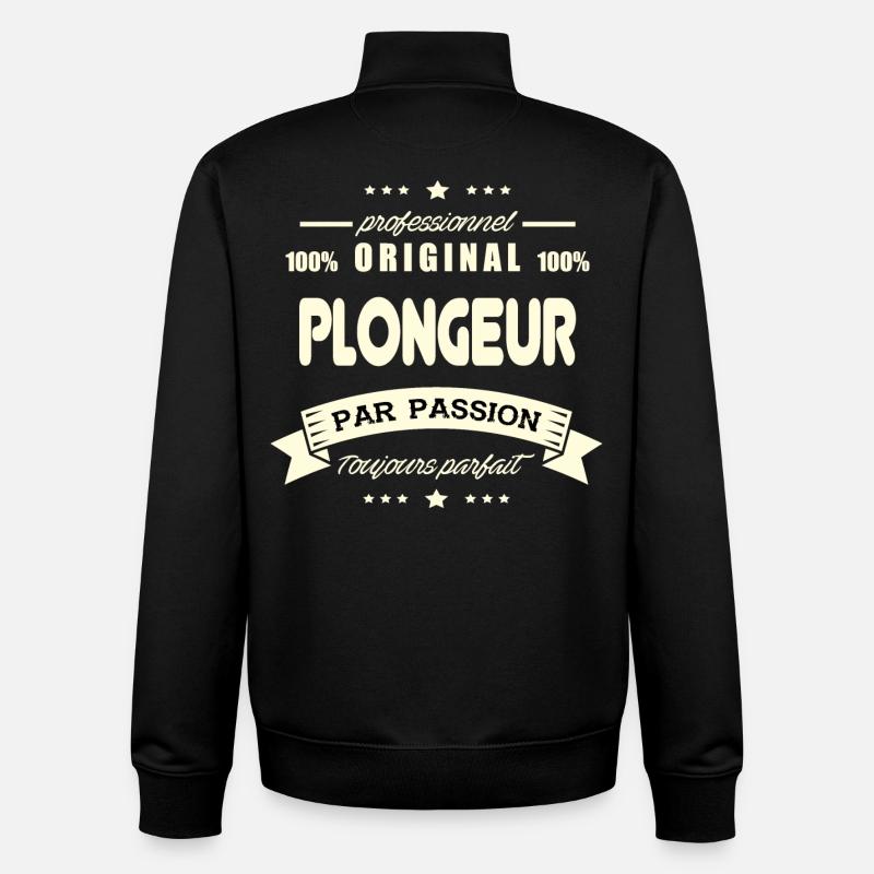 le Plongeur Original - Sweat zippé unisexe en coton bio Stanley/Stella - noir
