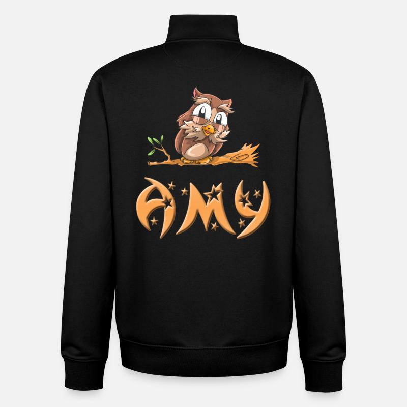 Chouette Amy - Sweat zippé unisexe en coton bio Stanley/Stella - noir