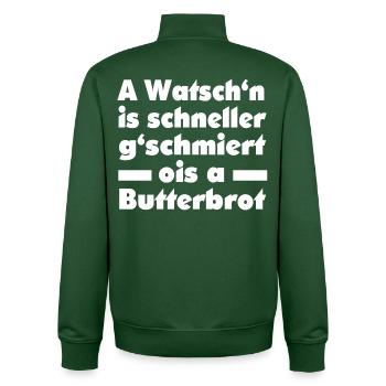 A WATSCHN IS SCHNELLER... - Unisex Organic Zip Sweatshirt von Stanley/Stella - Flaschengrün - Hinten - AI Model Male 185 dark (185cm)