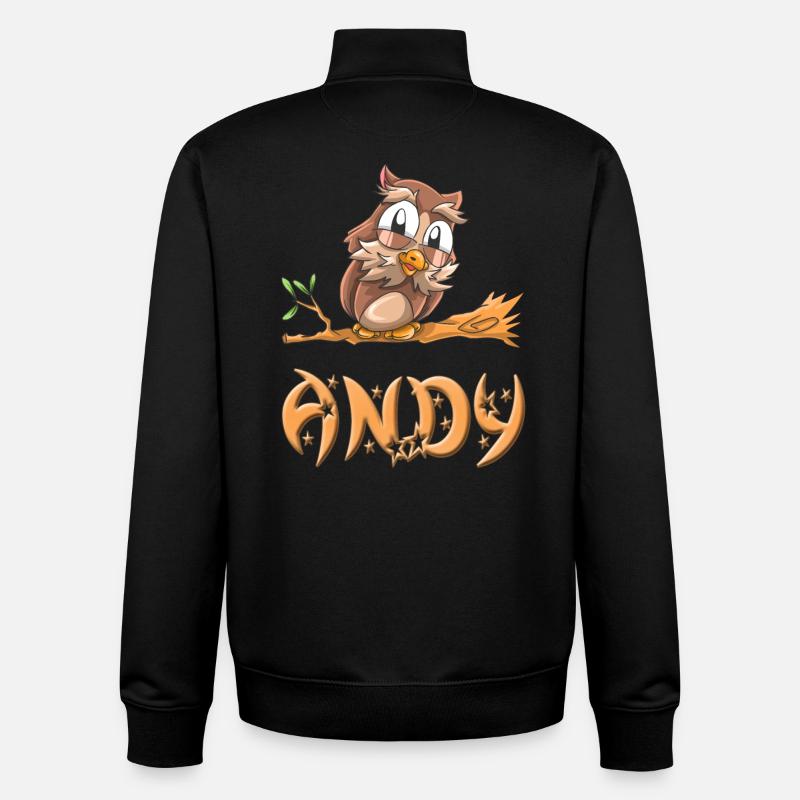 Hibou Andy - Sweat zippé unisexe en coton bio Stanley/Stella - noir