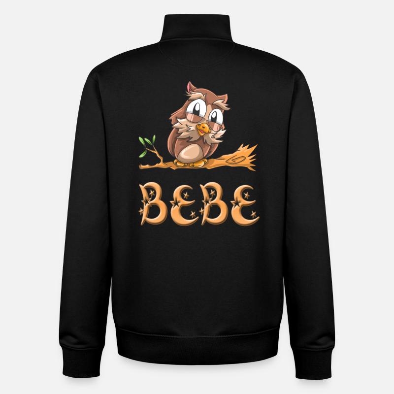 Hibou Bebe - Sweat zippé unisexe en coton bio Stanley/Stella - noir