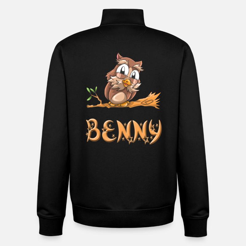 Hibou Benny - Sweat zippé unisexe en coton bio Stanley/Stella - noir