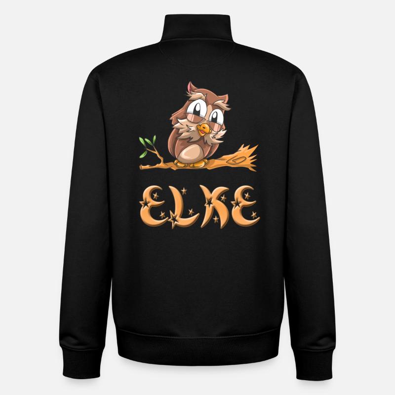 Chouette Elke - Sweat zippé unisexe en coton bio Stanley/Stella - noir