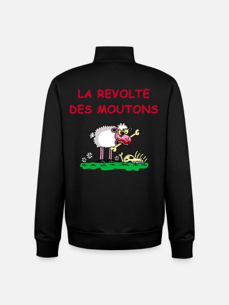 La révolte des moutons - Sweat zippé unisexe en coton bio Stanley/Stella - noir
