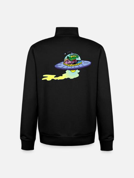 Alien alien spacecraft - Unisex Organic Zip Sweatshirt by Stanley/Stella - black