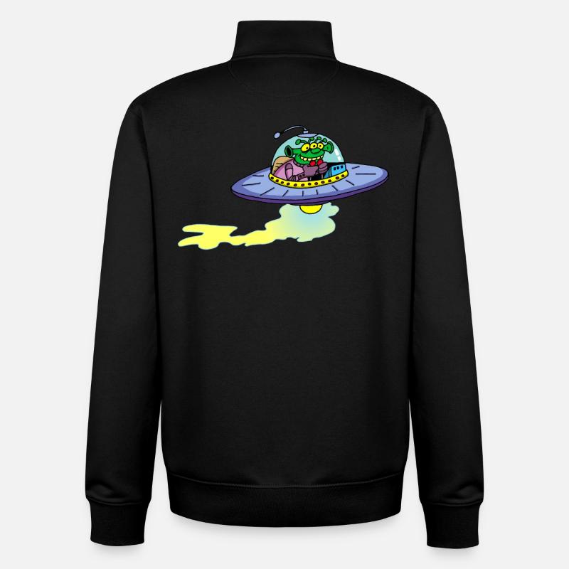 Alien alien spacecraft - Unisex Organic Zip Sweatshirt by Stanley/Stella - black