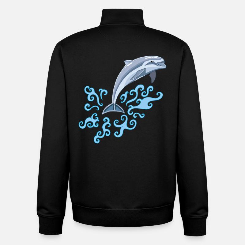 Dolphin - Unisex Organic Zip Sweatshirt by Stanley/Stella - black
