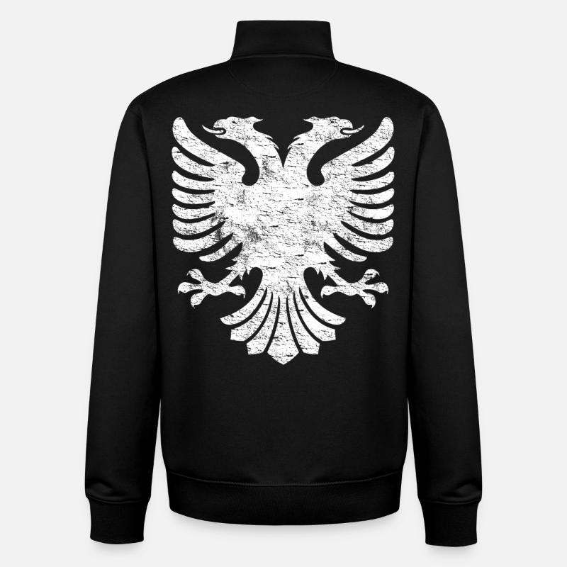 Aigle bicéphale albanais Shqiptar Albanie - Sweat zippé unisexe en coton bio Stanley/Stella - noir