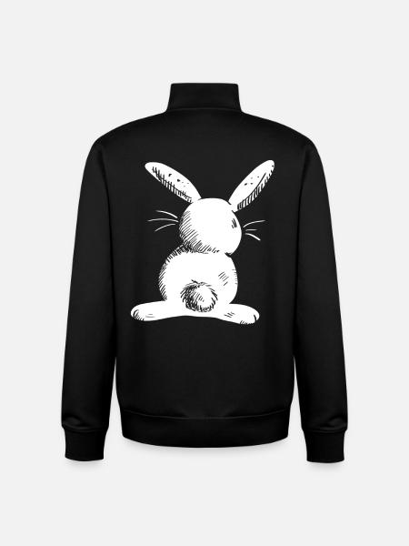 White long eared hare comic - Unisex Organic Zip Sweatshirt by Stanley/Stella - black