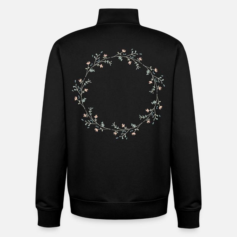 Fleurs - Sweat zippé unisexe en coton bio Stanley/Stella - noir