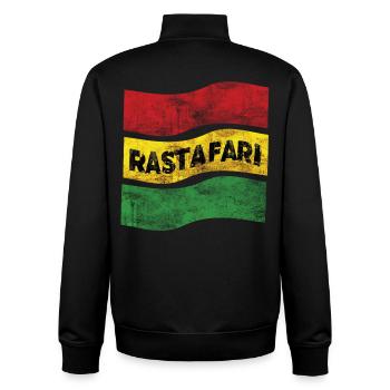 Rastafari Drapeau - Sweat zippé unisexe en coton bio Stanley/Stella - noir - Dos - AI Model Male 185 light (185cm)