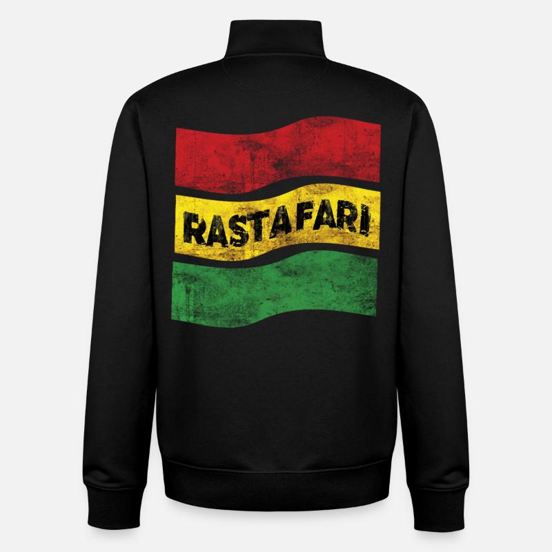 Rastafari Drapeau - Sweat zippé unisexe en coton bio Stanley/Stella - noir