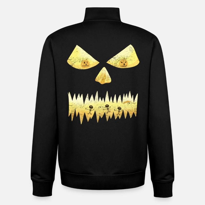 Visage de citrouille d'Halloween - Sweat zippé unisexe en coton bio Stanley/Stella - noir