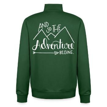 Mountain Adventure Inspirierendes Design - Unisex Organic Zip Sweatshirt von Stanley/Stella - Flaschengrün - Hinten - AI Model Male 185 dark (185cm)