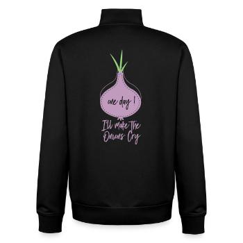 Zwiebel Spruch One Day I'll Make The Onions Cry - Unisex Organic Zip Sweatshirt von Stanley/Stella - Schwarz - Hinten - AI Model Male 185 light (185cm)